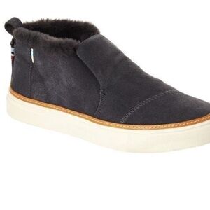 TOMS Women's Size 9.5 Paxton Leather/Suede Fur-Lined Mid-Cut Sneakers‎ Gray